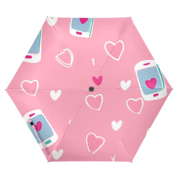FORMRS Travel Umbrella Folding Auto Open Close Windproof Rain UV Protection, Love Connection