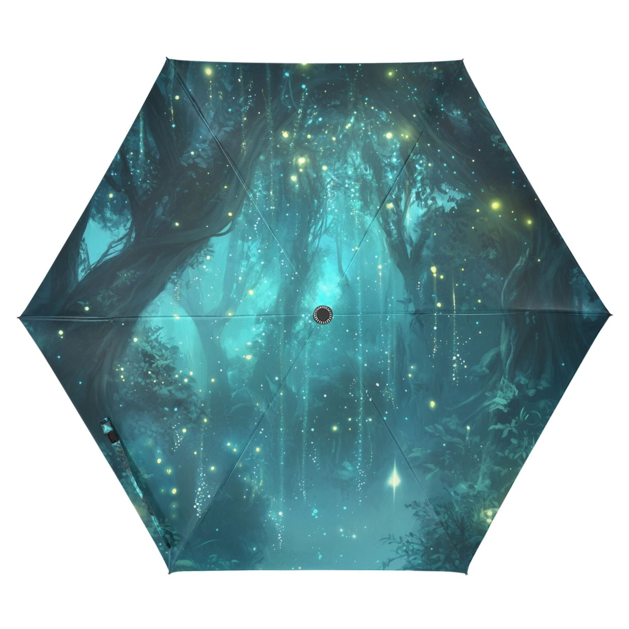 FORMRS Travel Umbrella Folding Auto Open Close Windproof Rain UV Protection, Magical Forest