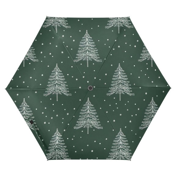 FORMRS Travel Umbrella Folding Auto Open Close Windproof Rain UV Protection, New Year Tree Pattern