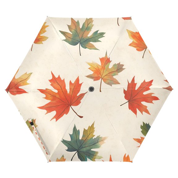 FORMRS Travel Umbrella Folding Auto Open Close Windproof Rain UV Protection, Orange Autumn Leaves