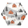thumbnail image 1 of FORMRS Travel Umbrella Folding Auto Open Close Windproof Rain UV Protection, Orange Cartoon Houses, 1 of 8