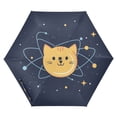 thumbnail image 1 of FORMRS Travel Umbrella Folding Auto Open Close Windproof Rain UV Protection, Orange Cat Planet, 1 of 8