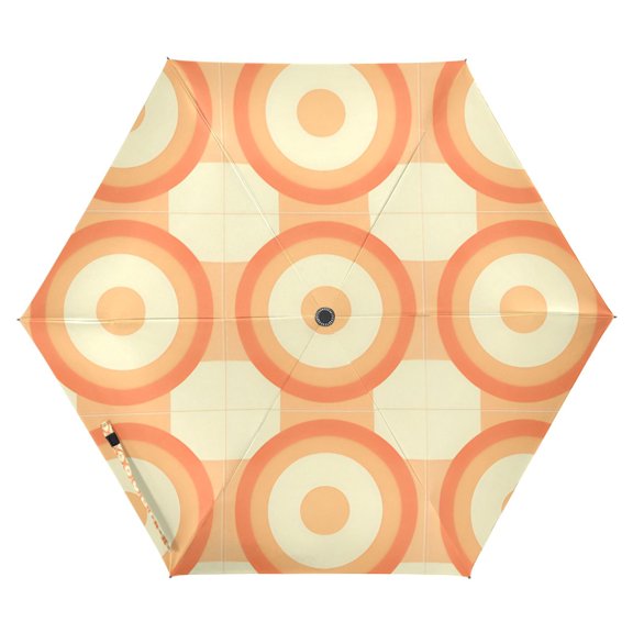 FORMRS Travel Umbrella Folding Auto Open Close Windproof Rain UV Protection, Orange Circle