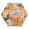 thumbnail image 1 of FORMRS Travel Umbrella Folding Auto Open Close Windproof Rain UV Protection, Orange Cityscape Painting, 1 of 8