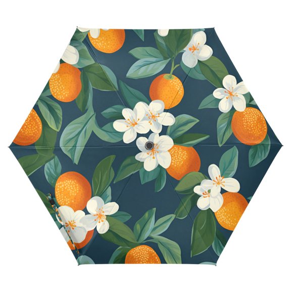 FORMRS Travel Umbrella Folding Auto Open Close Windproof Rain UV Protection, Orange Fruit