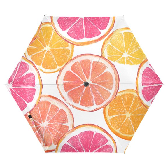 FORMRS Travel Umbrella Folding Auto Open Close Windproof Rain UV Protection, Orange Grapefruit Slices