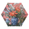 thumbnail image 1 of FORMRS Travel Umbrella Folding Auto Open Close Windproof Rain UV Protection, Orange Vibrant Flowers, 1 of 8