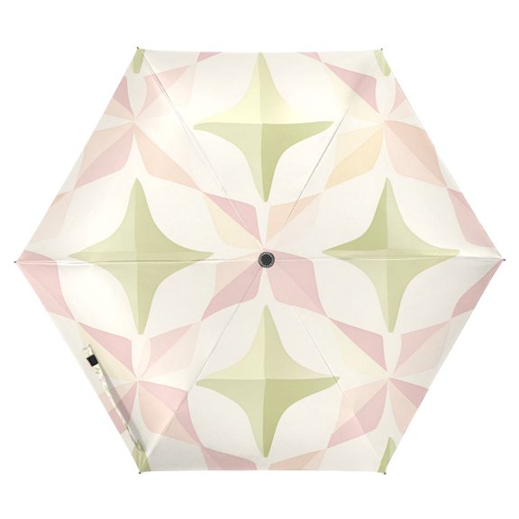 FORMRS Travel Umbrella Folding Auto Open Close Windproof Rain UV Protection, Pastel Pink Geometric