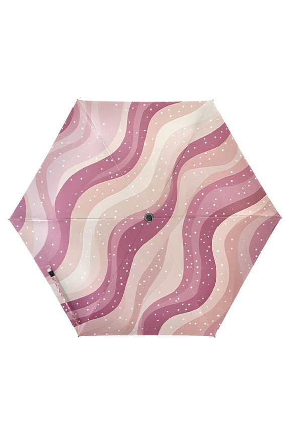 Travel Umbrella Folding Auto Open Close Windproof Rain UV Protection, Pink Brown Pattern