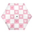 thumbnail image 1 of FORMRS Travel Umbrella Folding Auto Open Close Windproof Rain UV Protection, Pink Checkered Heart, 1 of 8