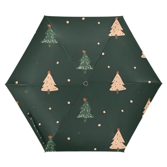 FORMRS Travel Umbrella Folding Auto Open Close Windproof Rain UV Protection, Pink Christmas Trees