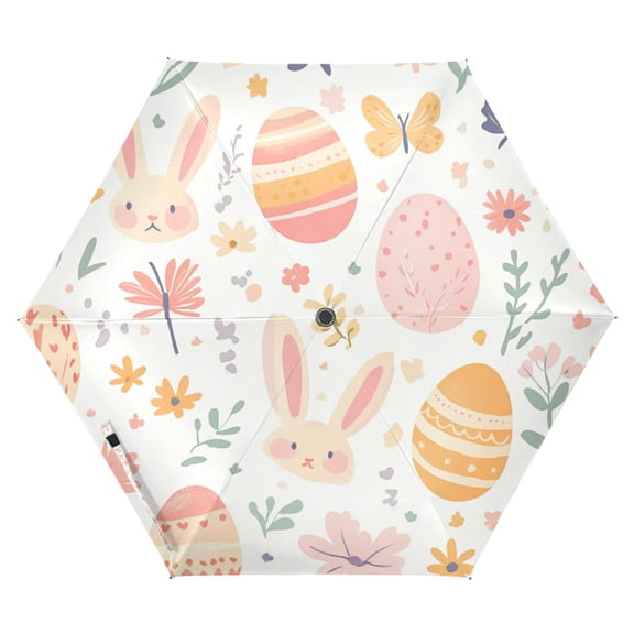 FORMRS Travel Umbrella Folding Auto Open Close Windproof Rain UV Protection, Pink Easter Eggs