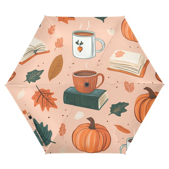 FORMRS Travel Umbrella Folding Auto Open Close Windproof Rain UV Protection, Pink Fall Coffee