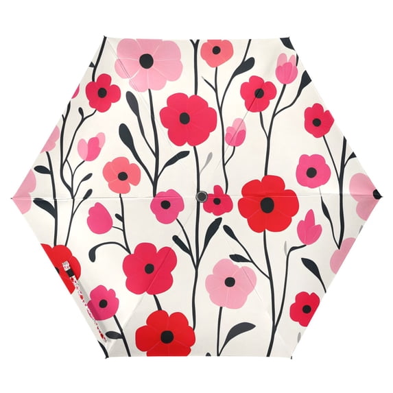 FORMRS Travel Umbrella Folding Auto Open Close Windproof Rain UV Protection, Pink Floral