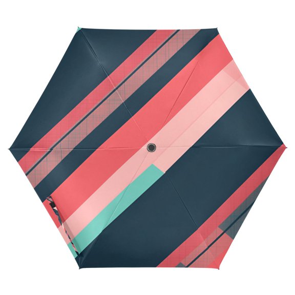 FORMRS Travel Umbrella Folding Auto Open Close Windproof Rain UV Protection, Pink Geometric