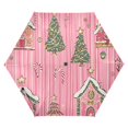 thumbnail image 1 of FORMRS Travel Umbrella Folding Auto Open Close Windproof Rain UV Protection, Pink Gingerbread House, 1 of 8