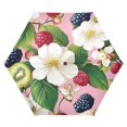 thumbnail image 1 of FORMRS Travel Umbrella Folding Auto Open Close Windproof Rain UV Protection, Pink Raspberries, 1 of 8