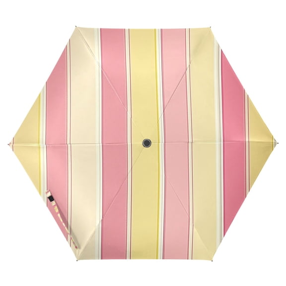 FORMRS Travel Umbrella Folding Auto Open Close Windproof Rain UV Protection, Pink and Yellow Striped Pattern