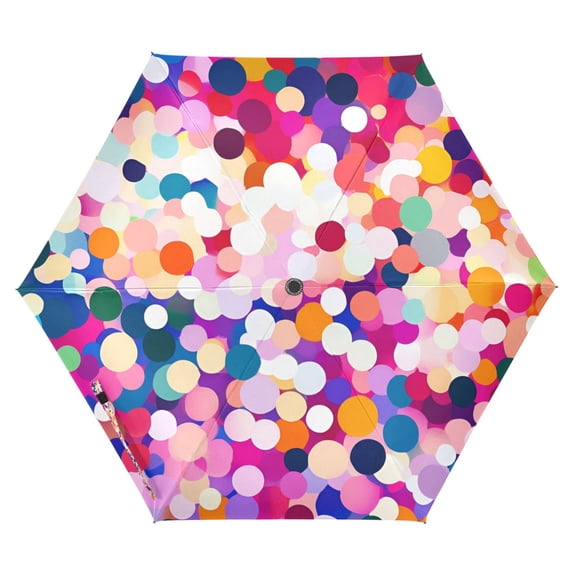 FORMRS Travel Umbrella Folding Auto Open Close Windproof Rain UV Protection, Purple Colorful Circles