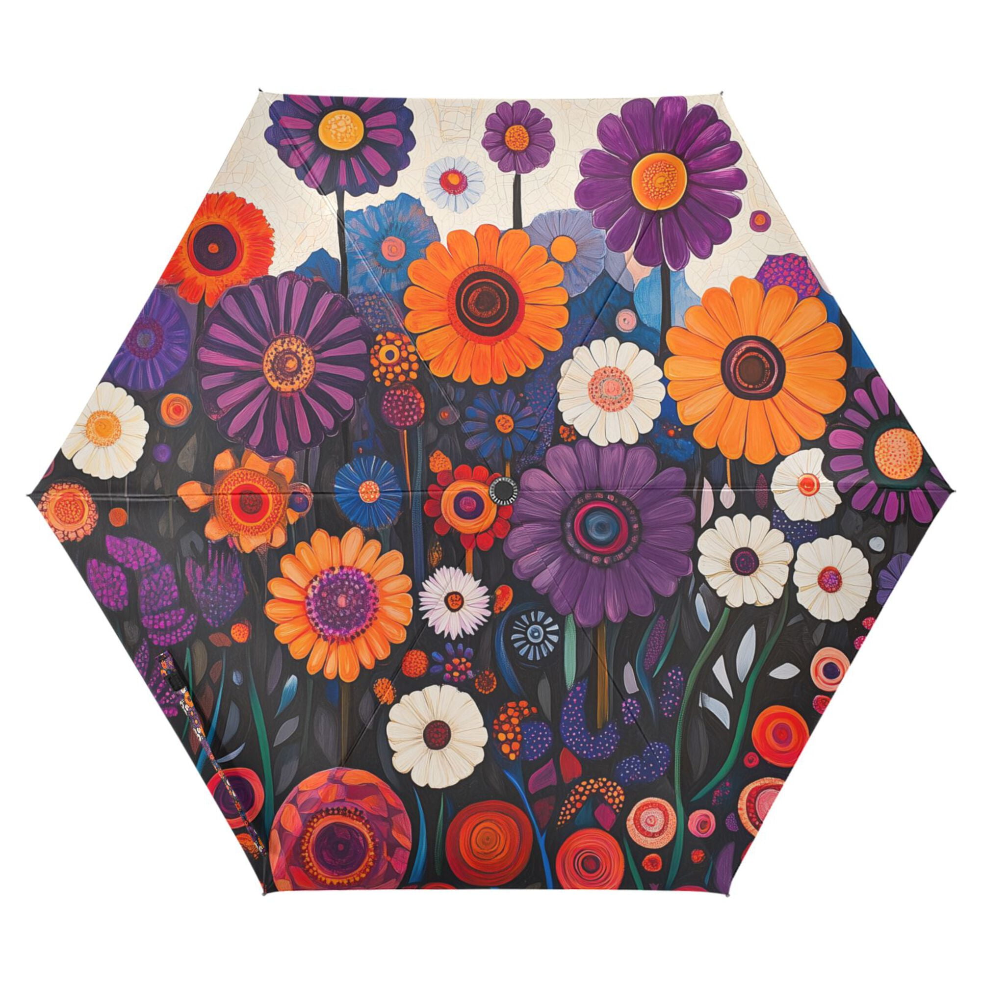 FORMRS Travel Umbrella Folding Auto Open Close Windproof Rain UV Protection, Purple Flowers