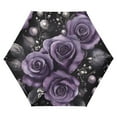 thumbnail image 1 of FORMRS Travel Umbrella Folding Auto Open Close Windproof Rain UV Protection, Purple Roses, 1 of 8