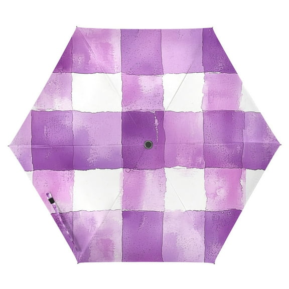 FORMRS Travel Umbrella Folding Auto Open Close Windproof Rain UV Protection, Purple and White Pattern