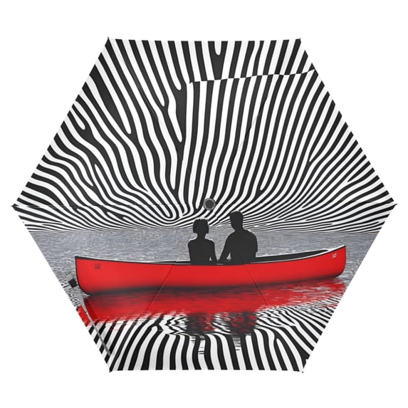 FORMRS Travel Umbrella Folding Auto Open Close Windproof Rain UV Protection, Red Boat