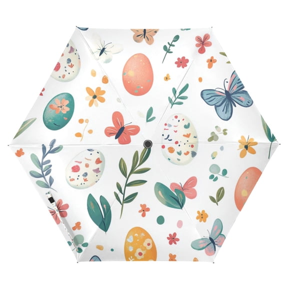 FORMRS Travel Umbrella Folding Auto Open Close Windproof Rain UV Protection, Red Easter Eggs