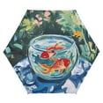 thumbnail image 1 of FORMRS Travel Umbrella Folding Auto Open Close Windproof Rain UV Protection, Red Goldfish, 1 of 8