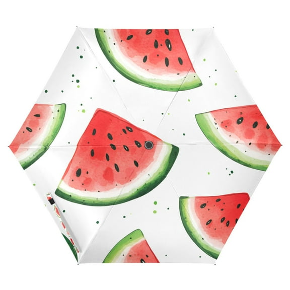 FORMRS Travel Umbrella Folding Auto Open Close Windproof Rain UV Protection, Red Watermelon