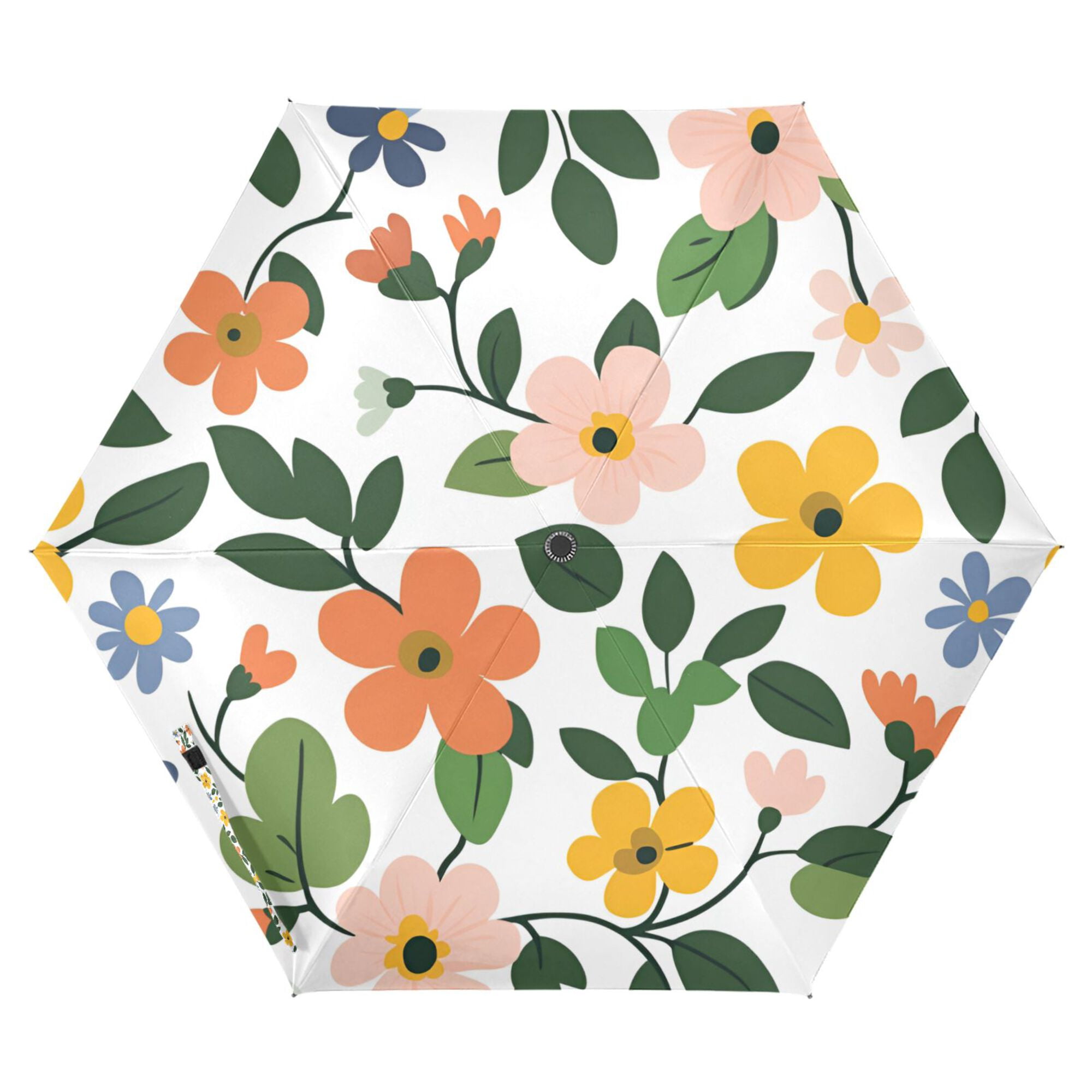 FORMRS Travel Umbrella Folding Auto Open Close Windproof Rain UV Protection, Retro Colorful Flowers
