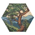 thumbnail image 1 of FORMRS Travel Umbrella Folding Auto Open Close Windproof Rain UV Protection, Retro Pine Tree, 1 of 8