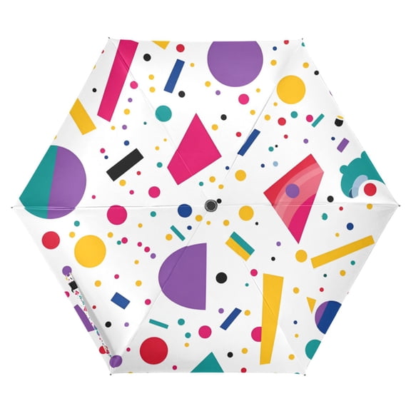 FORMRS Travel Umbrella Folding Auto Open Close Windproof Rain UV Protection, Retro Round