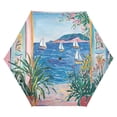 thumbnail image 1 of FORMRS Travel Umbrella Folding Auto Open Close Windproof Rain UV Protection, Seaside Door, 1 of 8