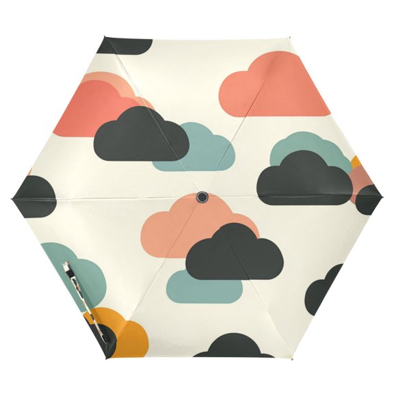 FORMRS Travel Umbrella Folding Auto Open Close Windproof Rain UV Protection, Simple Clouds