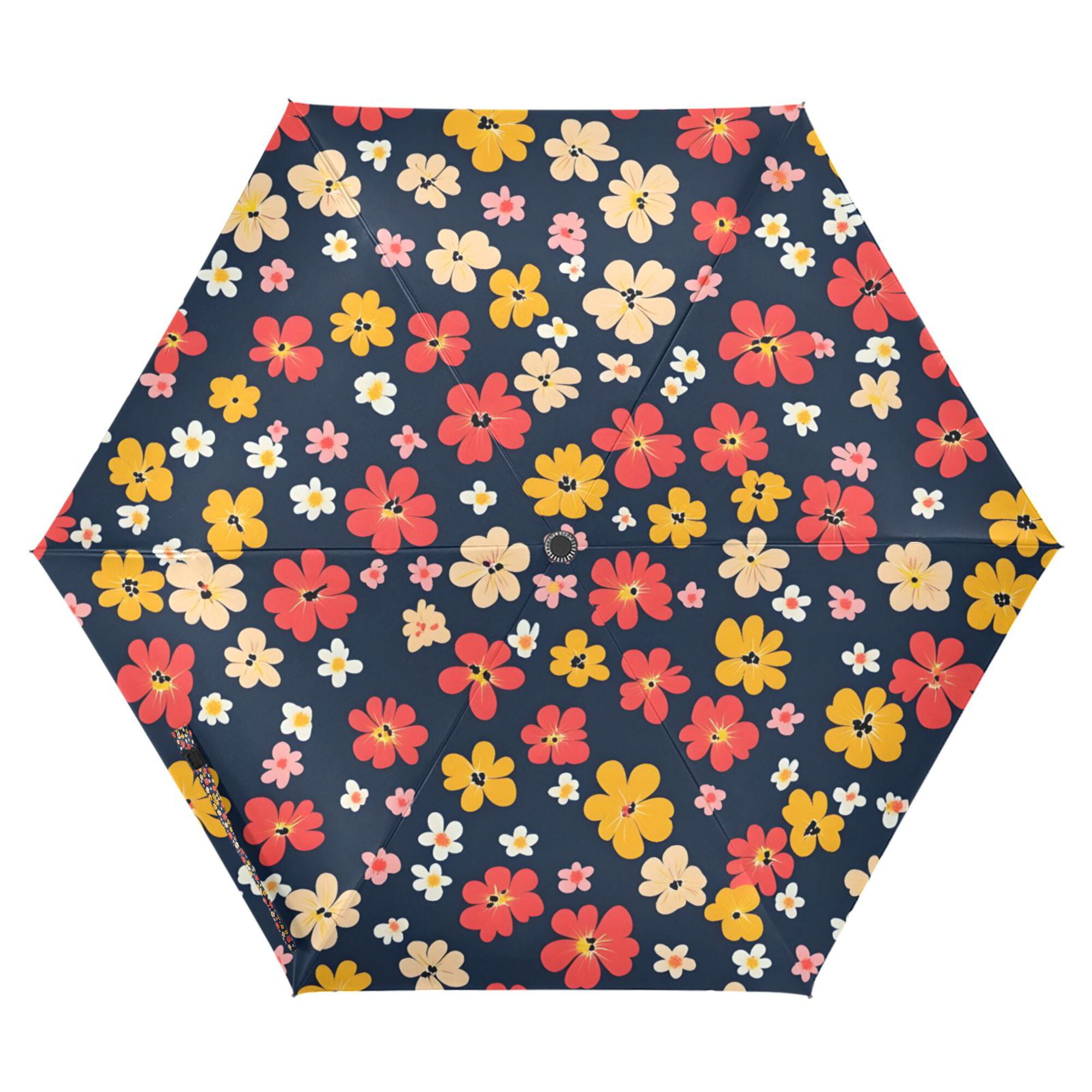 FORMRS Travel Umbrella Folding Auto Open Close Windproof Rain UV Protection, Small Colorful Flower