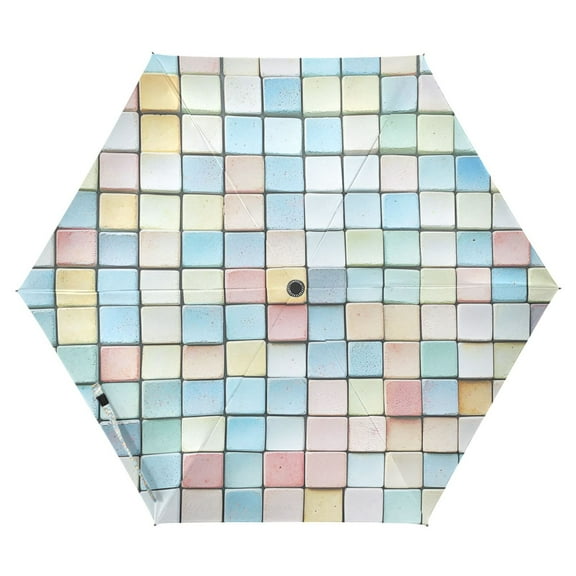 FORMRS Travel Umbrella Folding Auto Open Close Windproof Rain UV Protection, Small Pastel Pattern
