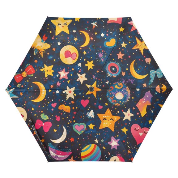 FORMRS Travel Umbrella Folding Auto Open Close Windproof Rain UV Protection, Small Space Pattern