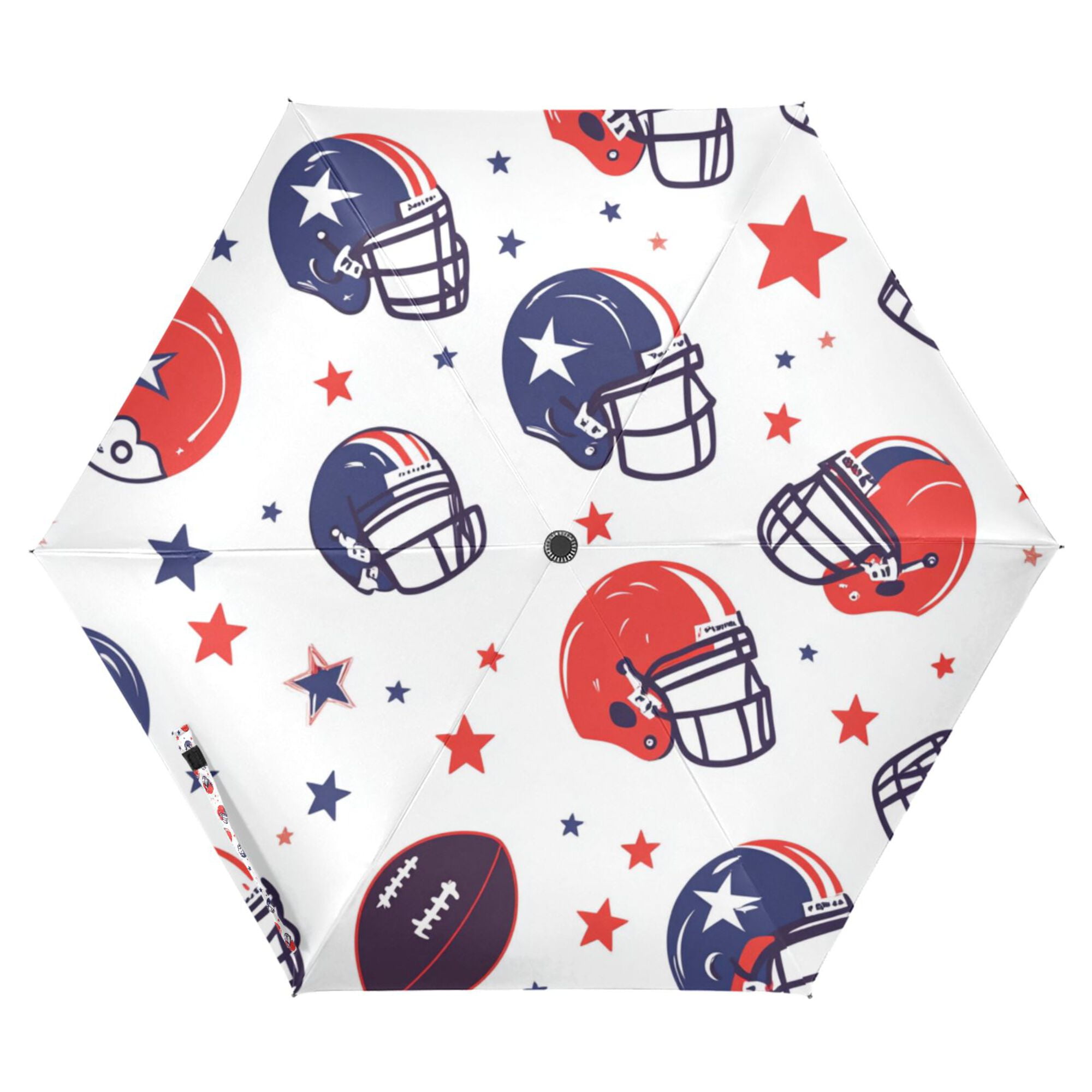 FORMRS Travel Umbrella Folding Auto Open Close Windproof Rain UV Protection, Star Spangled Helmets