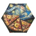 thumbnail image 1 of FORMRS Travel Umbrella Folding Auto Open Close Windproof Rain UV Protection, Starry Pizza, 1 of 8