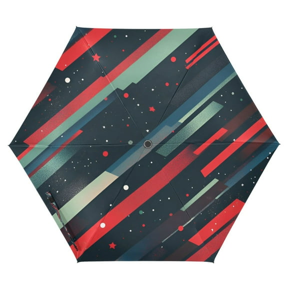 FORMRS Travel Umbrella Folding Auto Open Close Windproof Rain UV Protection, Stars Abstract Lines