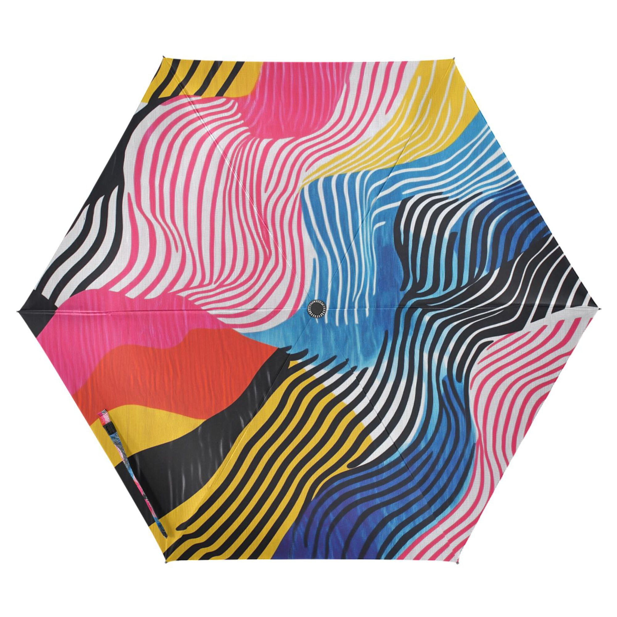 FORMRS Travel Umbrella Folding Auto Open Close Windproof Rain UV Protection, Stripes Pattern