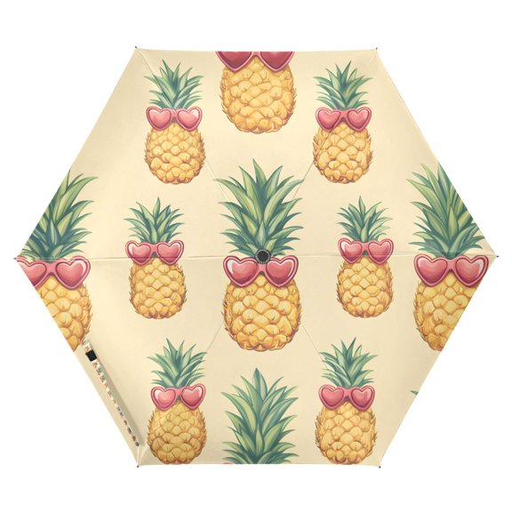 FORMRS Travel Umbrella Folding Auto Open Close Windproof Rain UV Protection, Sunshine Pineapples