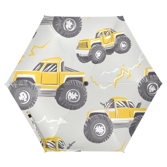 FORMRS Travel Umbrella Folding Auto Open Close Windproof Rain UV Protection, Trucks Pattern