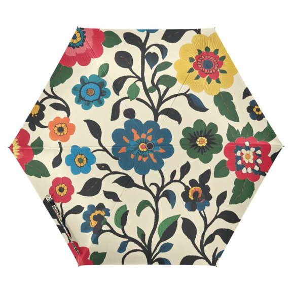 FORMRS Travel Umbrella Folding Auto Open Close Windproof Rain UV Protection, Vibrant Floral