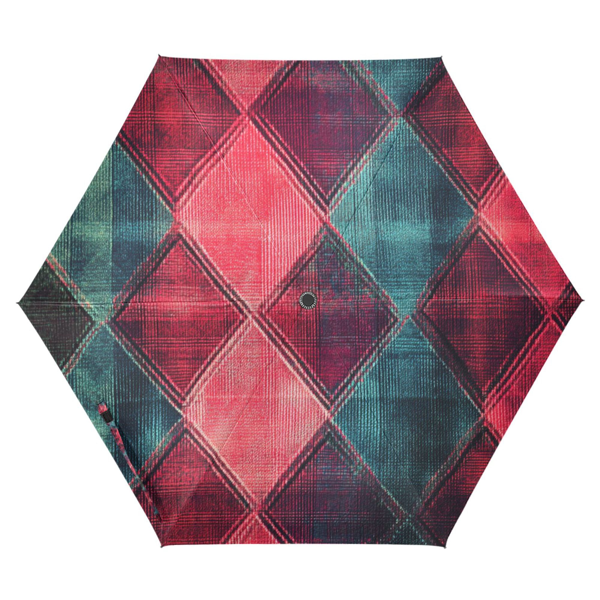 FORMRS Travel Umbrella Folding Auto Open Close Windproof Rain UV Protection, Vibrant Green Tartan Pattern