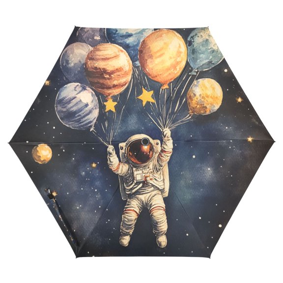 FORMRS Travel Umbrella Folding Auto Open Close Windproof Rain UV Protection, Watercolor Astronaut