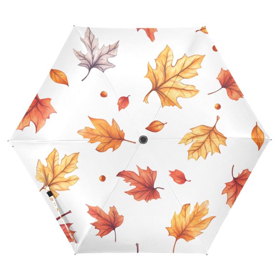 FORMRS Travel Umbrella Folding Auto Open Close Windproof Rain UV Protection, Watercolor Autumn Leaves