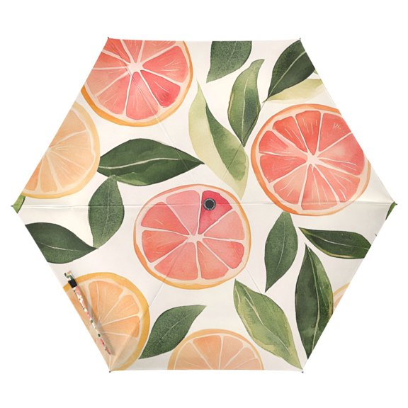 FORMRS Travel Umbrella Folding Auto Open Close Windproof Rain UV Protection, Watercolor Grapefruit