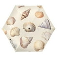 thumbnail image 1 of FORMRS Travel Umbrella Folding Auto Open Close Windproof Rain UV Protection, Watercolor Seashells, 1 of 8
